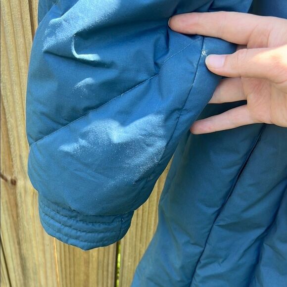 Down Blue Quilted Women's Long Coat Vintage Winter Blue Puffer 80s Rare size 16 - Picture 16 of 16